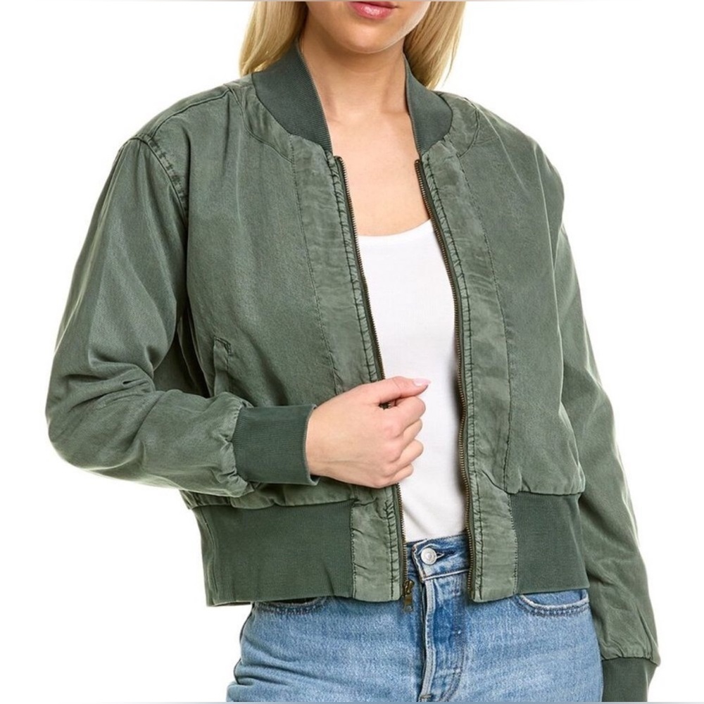 YFB Colton Reversible Cotton Quilted Oversized Bomber Jacket Army Green Coat